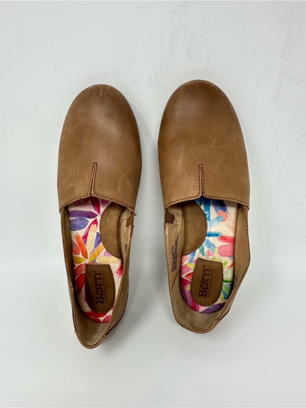 Born Sebra Brown Leather Flat with Cautioned Sole Women's Size 8W - Picture 6 of 15